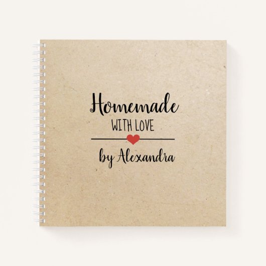 Homemade met notitieboek voor liefdeskraftrecept (Voorkant)
