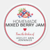 Homemade Mixed Berry Jam Label Personalized (Voorkant)