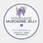 Homemade Muscadine Jelly Label Canning Stickers (Voorkant)