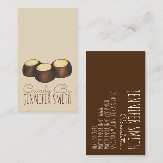 Homemade ohio Buckeye pindakaas Snoep gemaakt door Visitekaartje (Voorkant / Achterkant)