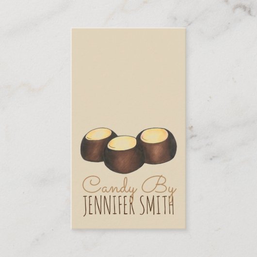 Homemade ohio Buckeye pindakaas Snoep gemaakt door Visitekaartje (Voorkant)