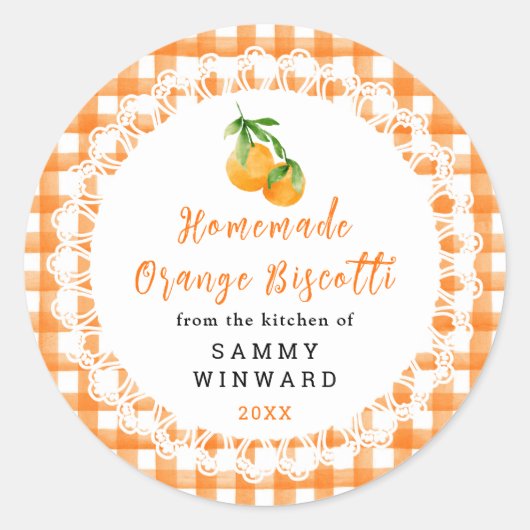 Homemade Orange Biscotti Label (Voorkant)