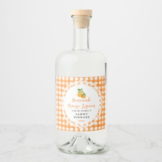 Homemade Orange Liqueur Label Likeurfles Etiket (Voorkant)