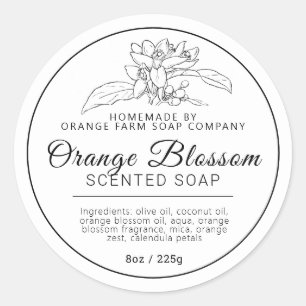 Homemade oranje blossom soap ingrediënt ronde sticker