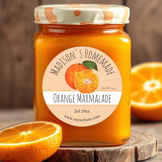 Homemade Oranje Marmalade Jar Labels