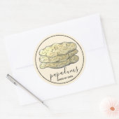 Homemade Papadum Indian Crispy Flatbreads, gebroke Ronde Sticker (Envelop)