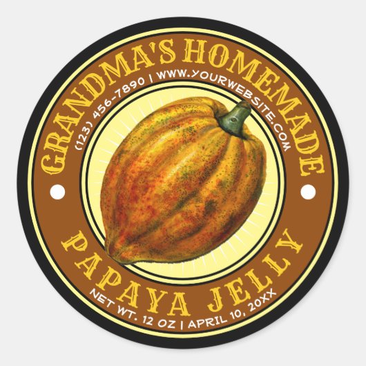 Homemade Papaya Jelly Sjabloon label (Voorkant)
