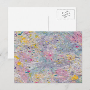 Homemade-papier met kleurrijke pulp-accessoires briefkaart