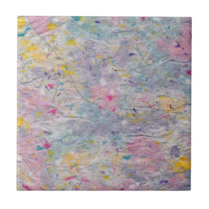 Homemade-papier met kleurrijke pulp-accessoires tegeltje