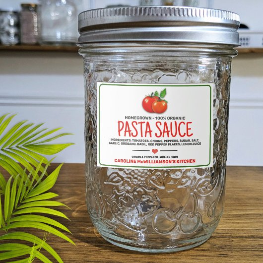 Homemade Pasta Sauce Canned Food Label Voedselcontainer Etiket