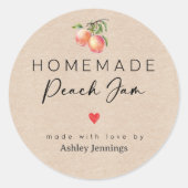 Homemade Peach Jam Labels | Made with Love (Voorkant)