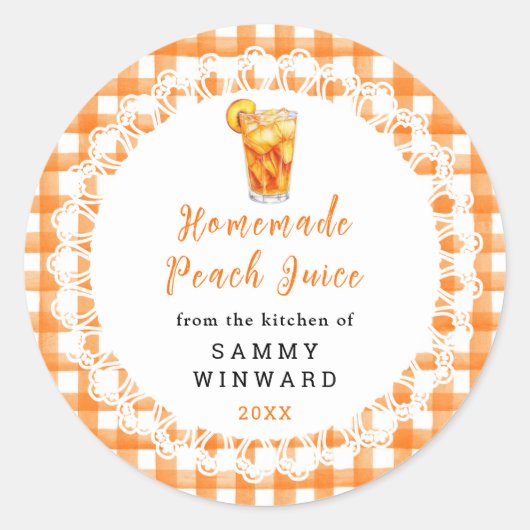 Homemade Peach Juice Drink Label (Voorkant)