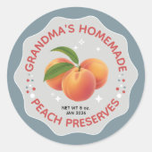 Homemade Peach Preserves Canning Jar Labels (Voorkant)