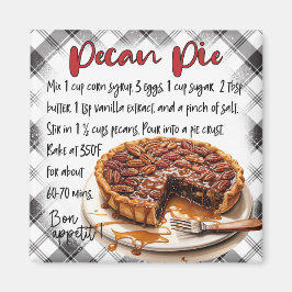 Homemade Pecan Pie Recipe Plaid Kitchen Decor Magneet