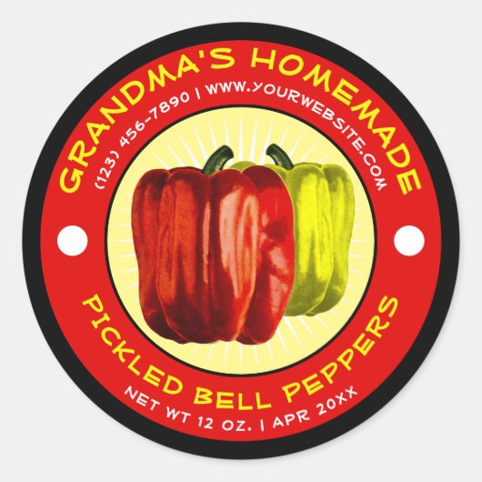  homemade Pickled ppers Etiket Sjabloon (Voorkant)