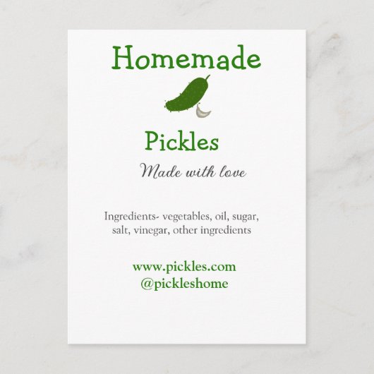 Homemade pickles gemaakt met liefde tekstwebsite t briefkaart (Voorkant)