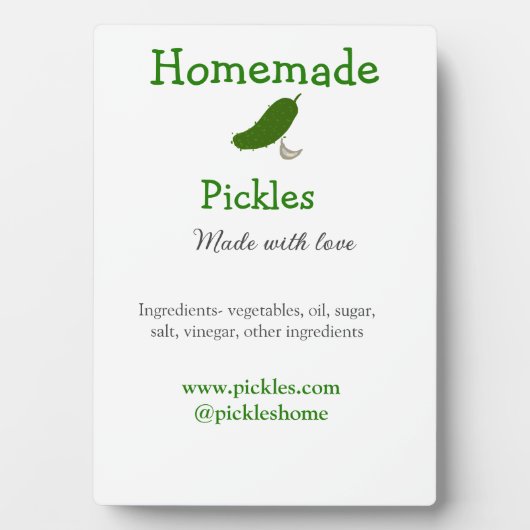 Homemade pickles gemaakt met liefde tekstwebsite t fotoplaat (voorkant)
