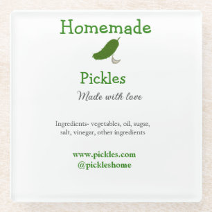 Homemade pickles gemaakt met liefde tekstwebsite t glazen onderzetter