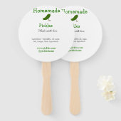 Homemade pickles gemaakt met liefde tekstwebsite t handwaaier (Voorkant en achterkant)