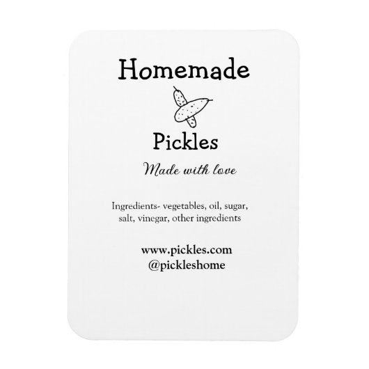 Homemade pickles gemaakt met liefde tekstwebsite t magneet (Verticaal)