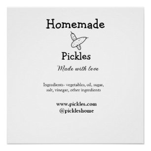 Homemade pickles gemaakt met liefde tekstwebsite t perfect poster