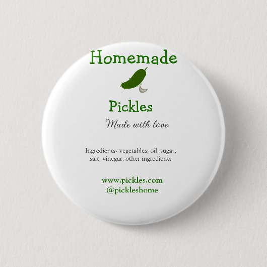 Homemade pickles gemaakt met liefde tekstwebsite t ronde button 5,7 cm (Voorkant)