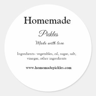 Homemade pickles gemaakt met liefde tekstwebsite t ronde sticker