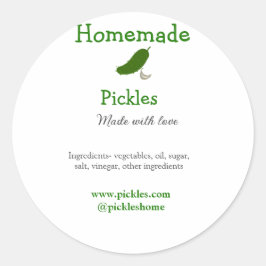 Homemade pickles gemaakt met liefde tekstwebsite t ronde sticker