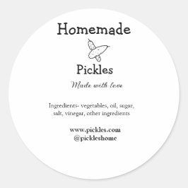 Homemade pickles gemaakt met liefde tekstwebsite t ronde sticker