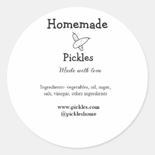 Homemade pickles gemaakt met liefde tekstwebsite t ronde sticker