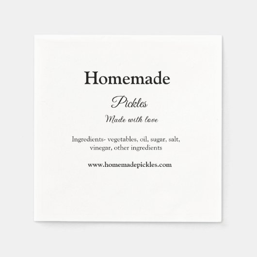 Homemade pickles gemaakt met liefde tekstwebsite t servet (Voorkant)