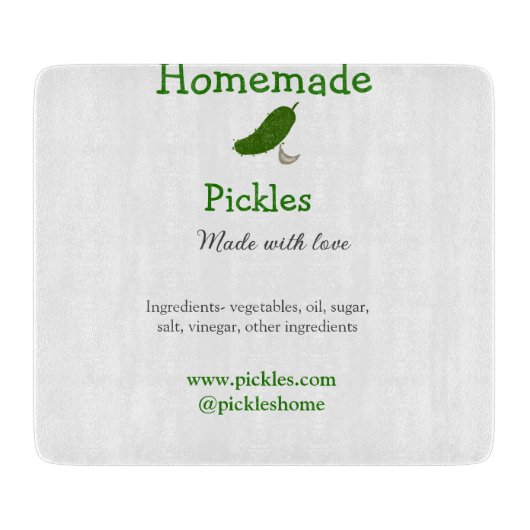 Homemade pickles gemaakt met liefde tekstwebsite t snijplank (Voorkant)