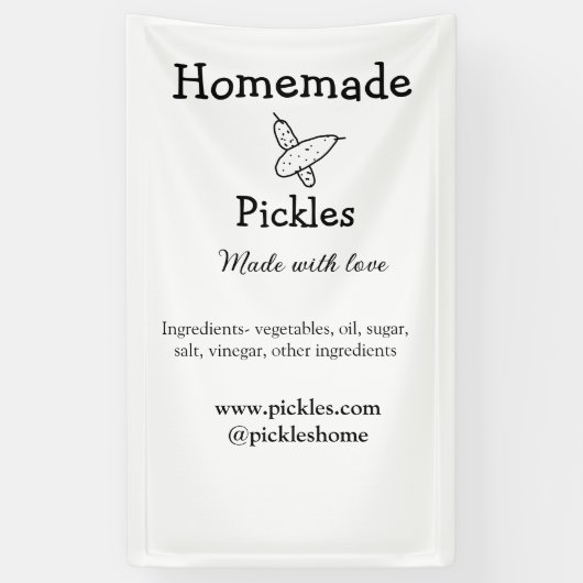 Homemade pickles gemaakt met liefde tekstwebsite t spandoek (Verticaal)