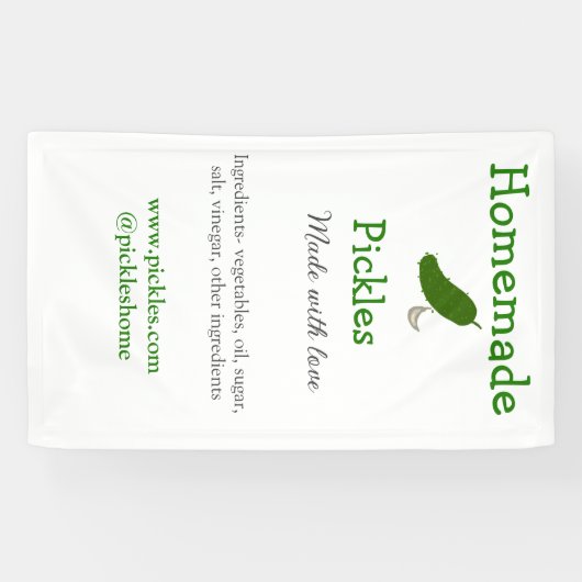 Homemade pickles gemaakt met liefde tekstwebsite t spandoek (Horizontaal)