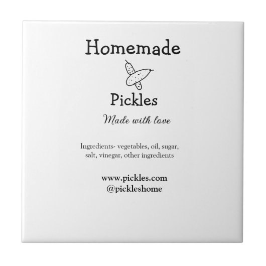 Homemade pickles gemaakt met liefde tekstwebsite t tegeltje (Voorkant)