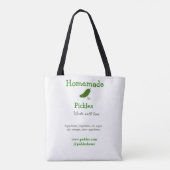 Homemade pickles gemaakt met liefde tekstwebsite t tote bag (Achterkant)