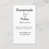 Homemade pickles gemaakt met liefde tekstwebsite t visitekaartje (Achterkant)