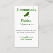 Homemade pickles gemaakt met liefde tekstwebsite t visitekaartje (Achterkant)