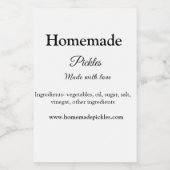 Homemade pickles gemaakt met liefde tekstwebsite t voedselcontainer etiket (Enkel label)