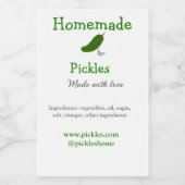 Homemade pickles gemaakt met liefde tekstwebsite t voedselcontainer etiket (Enkel label)
