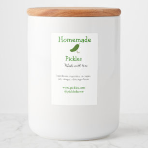 Homemade pickles gemaakt met liefde tekstwebsite t voedselcontainer etiket
