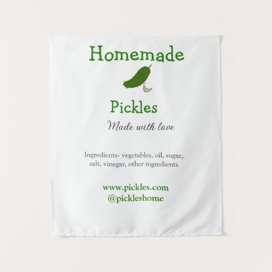 Homemade pickles gemaakt met liefde tekstwebsite t wandkleed (Voorkant)