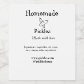Homemade pickles gemaakt met liefde tekstwebsite t wijn etiket (Enkel label)