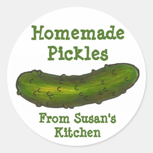 Homemade Pickles Personalized Green Dill Pickle Ronde Sticker (Voorkant)