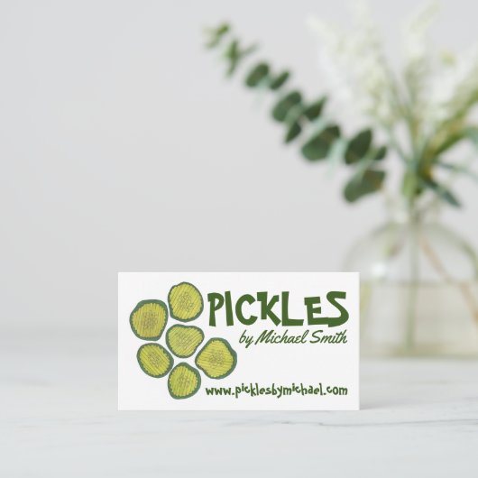 Homemade Pickles Sweet Chips Dill Pickle Shop Visitekaartje (Staand voorkant)