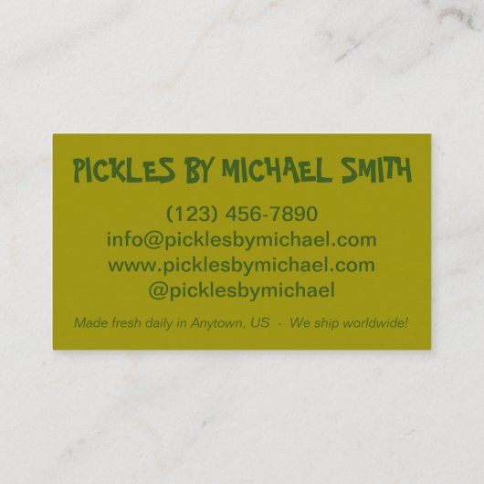 Homemade Pickles Sweet Chips Dill Pickle Shop Visitekaartje (Achterkant)