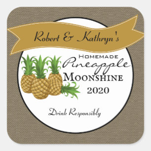 Homemade Pineapple Moonshine - Gepersonaliseerd Vierkante Sticker