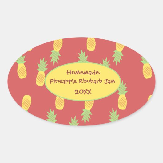 Homemade Pineapple Rhubarb Jam Canning Jar Label (Voorkant)