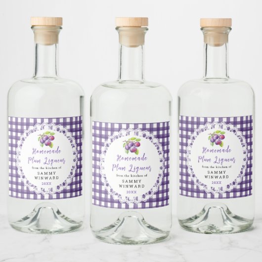 Homemade Plum Liqueur Label Likeurfles Etiket (Flessen)