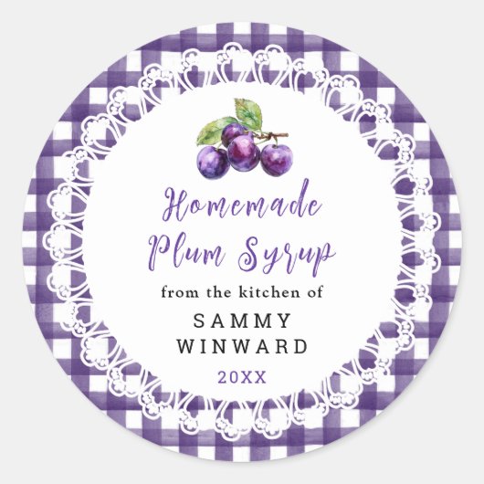 Homemade Plum Syrup Label (Voorkant)